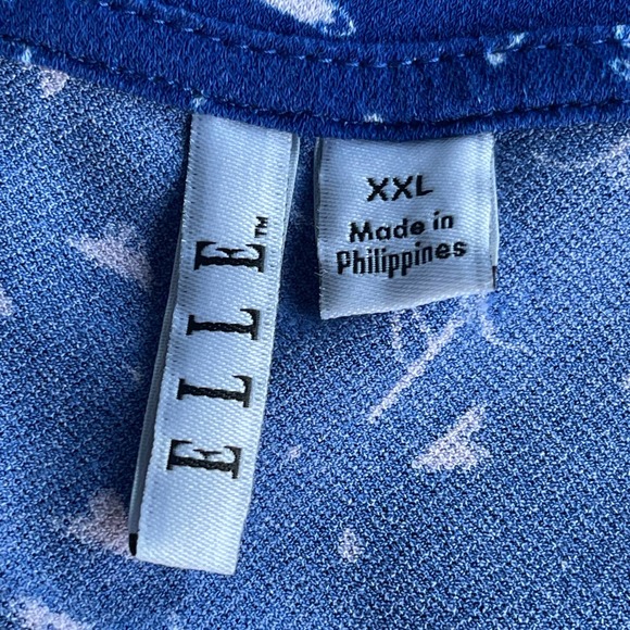 Elle Shirt Womens Plus Size 2X XXL Blue Paris Bell Long Sleeve Pullover Stretch - Picture 4 of 10